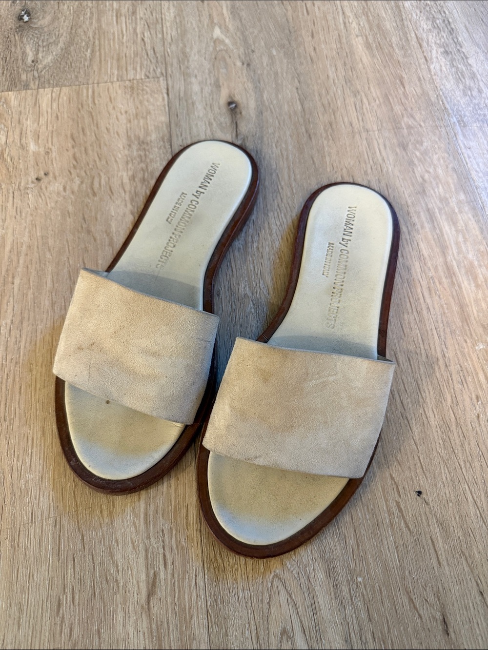 Woman By Common Projects Beige Suede Slide Sandals - Women's 37